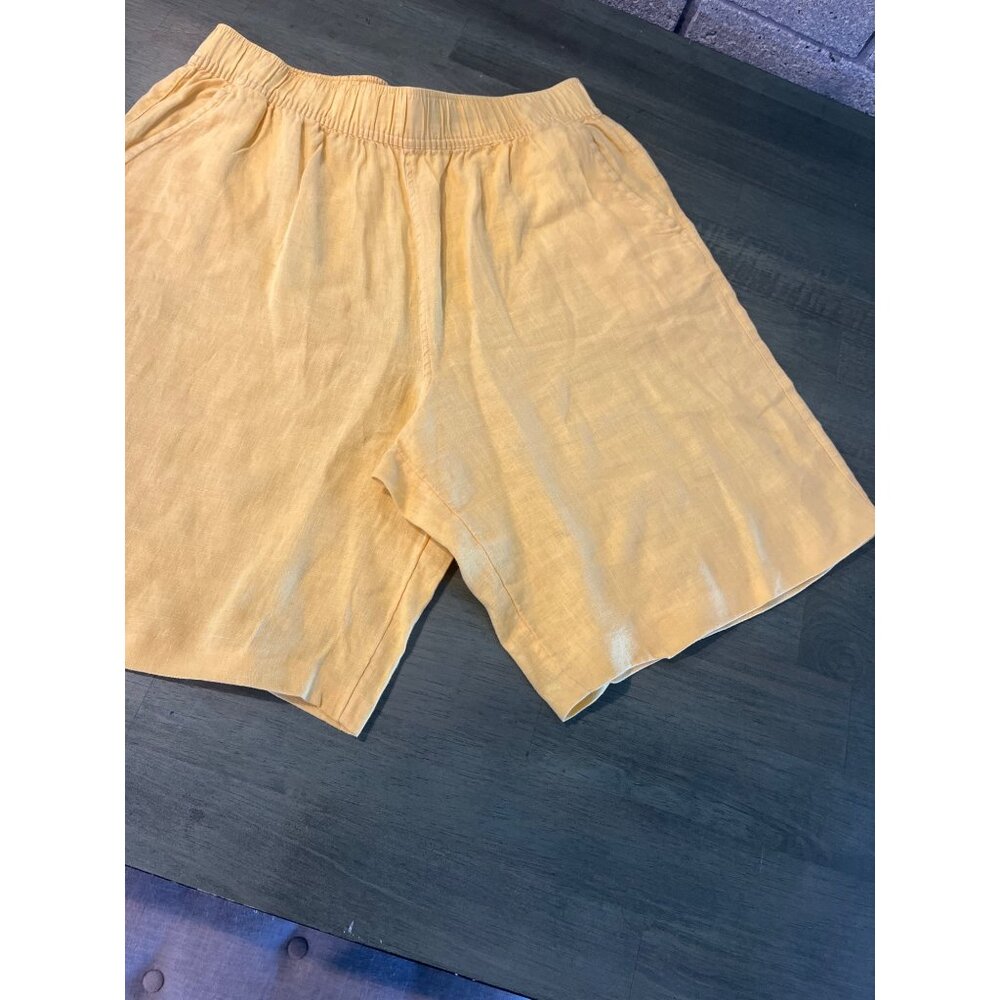 Yellow Tahari 100% Linen Woman’s Shorts Elastic  Lightweight & Breathable